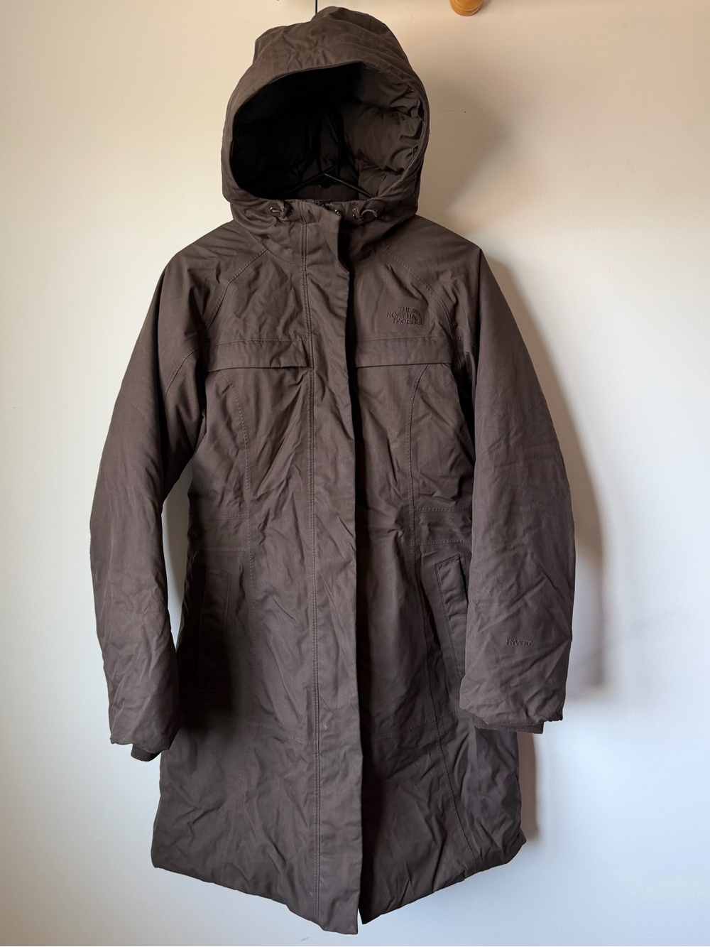 Women’s The North Face HyVent down parka coat size small chocolate brown - Picture 6 of 16